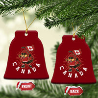 Funny Beaver Playing Ice Hockey With Canada Flag Gift Ceramic Ornament - Wonder Print Shop
