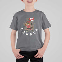 Funny Beaver Playing Ice Hockey With Canada Flag Gift T Shirt For Kid - Wonder Print Shop