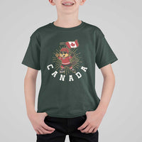 Funny Beaver Playing Ice Hockey With Canada Flag Gift T Shirt For Kid - Wonder Print Shop