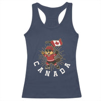 Funny Beaver Playing Ice Hockey With Canada Flag Gift Racerback Tank Top - Wonder Print Shop