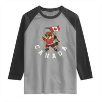 Funny Beaver Playing Ice Hockey With Canada Flag Gift Raglan Shirt - Wonder Print Shop