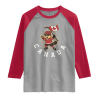 Funny Beaver Playing Ice Hockey With Canada Flag Gift Raglan Shirt - Wonder Print Shop
