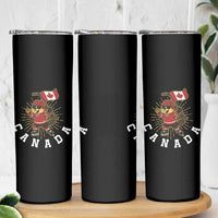 Funny Beaver Playing Ice Hockey With Canada Flag Gift Skinny Tumbler - Wonder Print Shop