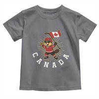 Funny Beaver Playing Ice Hockey With Canada Flag Gift Toddler T Shirt - Wonder Print Shop
