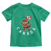 Funny Beaver Playing Ice Hockey With Canada Flag Gift Toddler T Shirt - Wonder Print Shop