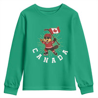 Funny Beaver Playing Ice Hockey With Canada Flag Gift Youth Sweatshirt - Wonder Print Shop