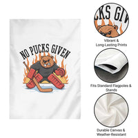 Funny Beaver Ice Hockey Goalie Gift Garden Flag No Pucks Given - Wonder Print Shop