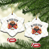 Funny Beaver Ice Hockey Goalie Gift Ceramic Ornament No Pucks Given - Wonder Print Shop