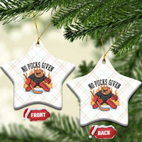 Funny Beaver Ice Hockey Goalie Gift Ceramic Ornament No Pucks Given - Wonder Print Shop