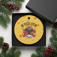 Funny Beaver Ice Hockey Goalie Gift Ceramic Ornament No Pucks Given - Wonder Print Shop