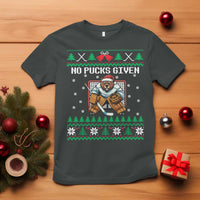 Ugly Christmas Sweater Beaver Ice Hockey Goalie T Shirt No Pucks Given - Wonder Print Shop