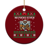 Ugly Christmas Sweater Beaver Ice Hockey Goalie Ceramic Ornament No Pucks Given - Wonder Print Shop