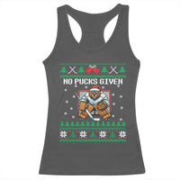 Ugly Christmas Sweater Beaver Ice Hockey Goalie Racerback Tank Top No Pucks Given - Wonder Print Shop