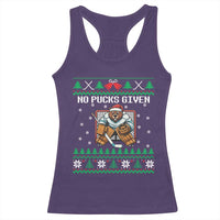 Ugly Christmas Sweater Beaver Ice Hockey Goalie Racerback Tank Top No Pucks Given - Wonder Print Shop