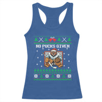Ugly Christmas Sweater Beaver Ice Hockey Goalie Racerback Tank Top No Pucks Given - Wonder Print Shop