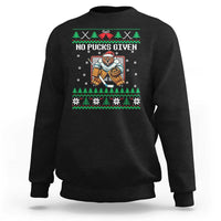 Ugly Christmas Sweater Beaver Ice Hockey Goalie Sweatshirt No Pucks Given - Wonder Print Shop