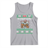 Ugly Christmas Sweater Beaver Ice Hockey Goalie Tank Top No Pucks Given - Wonder Print Shop