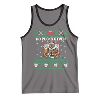 Ugly Christmas Sweater Beaver Ice Hockey Goalie Tank Top No Pucks Given - Wonder Print Shop