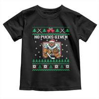 Ugly Christmas Sweater Beaver Ice Hockey Goalie Toddler T Shirt No Pucks Given - Wonder Print Shop