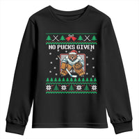 Ugly Christmas Sweater Beaver Ice Hockey Goalie Youth Sweatshirt No Pucks Given - Wonder Print Shop