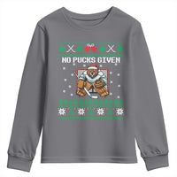 Ugly Christmas Sweater Beaver Ice Hockey Goalie Youth Sweatshirt No Pucks Given - Wonder Print Shop