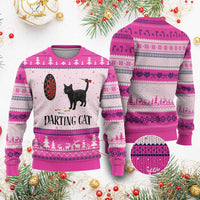 Funny Black Cat Darts Player Ugly Christmas Sweater Darting Cat Dartist Gift - Wonder Print Shop