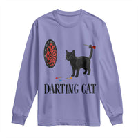 Funny Black Cat Darts Player Long Sleeve Shirt Darting Cat Dartist Gift - Wonder Print Shop