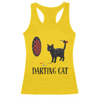 Funny Black Cat Darts Player Racerback Tank Top Darting Cat Dartist Gift - Wonder Print Shop