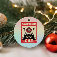 Black Cat Dart Thrower Ceramic Ornament Cat Lover Dartist Gift - Wonder Print Shop