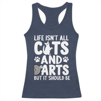 Life Is Not All Cats And Darts But It Should Be Racerback Tank Top Funny Dartist Gift - Wonder Print Shop
