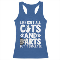 Life Is Not All Cats And Darts But It Should Be Racerback Tank Top Funny Dartist Gift - Wonder Print Shop