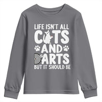 Life Is Not All Cats And Darts But It Should Be Youth Sweatshirt Funny Dartist Gift - Wonder Print Shop