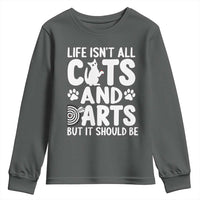 Life Is Not All Cats And Darts But It Should Be Youth Sweatshirt Funny Dartist Gift - Wonder Print Shop