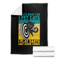 Funny Retro Sunset Cat Darts Throw Blanket I Pet Cats I Play Darts And I Know Things - Wonder Print Shop