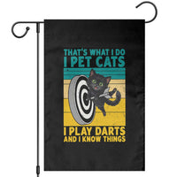Funny Retro Sunset Cat Darts Garden Flag I Pet Cats I Play Darts And I Know Things - Wonder Print Shop