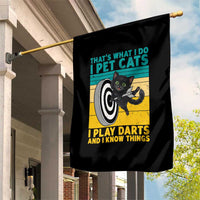 Funny Retro Sunset Cat Darts Garden Flag I Pet Cats I Play Darts And I Know Things - Wonder Print Shop