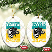 Funny Retro Sunset Cat Darts Ceramic Ornament I Pet Cats I Play Darts And I Know Things - Wonder Print Shop