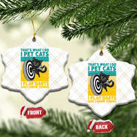 Funny Retro Sunset Cat Darts Ceramic Ornament I Pet Cats I Play Darts And I Know Things - Wonder Print Shop
