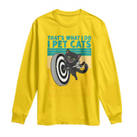 Funny Retro Sunset Cat Darts Long Sleeve Shirt I Pet Cats I Play Darts And I Know Things - Wonder Print Shop