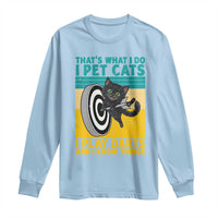 Funny Retro Sunset Cat Darts Long Sleeve Shirt I Pet Cats I Play Darts And I Know Things - Wonder Print Shop