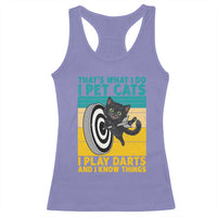 Funny Retro Sunset Cat Darts Racerback Tank Top I Pet Cats I Play Darts And I Know Things - Wonder Print Shop