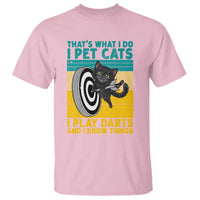 Funny Retro Sunset Cat Darts T Shirt I Pet Cats I Play Darts And I Know Things - Wonder Print Shop