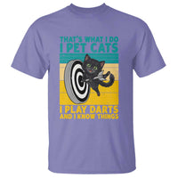 Funny Retro Sunset Cat Darts T Shirt I Pet Cats I Play Darts And I Know Things - Wonder Print Shop