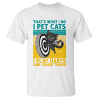 Funny Retro Sunset Cat Darts T Shirt I Pet Cats I Play Darts And I Know Things - Wonder Print Shop
