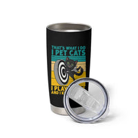 Funny Retro Sunset Cat Darts Tumbler Cup I Pet Cats I Play Darts And I Know Things - Wonder Print Shop