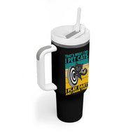 Funny Retro Sunset Cat Darts Tumbler With Handle I Pet Cats I Play Darts And I Know Things - Wonder Print Shop
