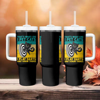 Funny Retro Sunset Cat Darts Tumbler With Handle I Pet Cats I Play Darts And I Know Things - Wonder Print Shop