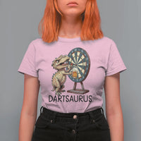 Dartsaurus T Shirt For Women Funny Dinosaur Dart Player Gift - Wonder Print Shop
