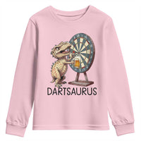 Dartsaurus Youth Sweatshirt Funny Dinosaur Dart Player Gift - Wonder Print Shop