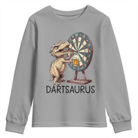 Dartsaurus Youth Sweatshirt Funny Dinosaur Dart Player Gift - Wonder Print Shop